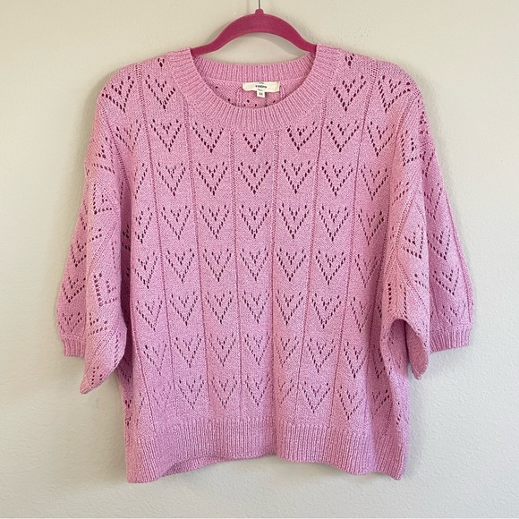 entro Tops - Entro Heart Pointelle Short Sleeve Top Size Medium